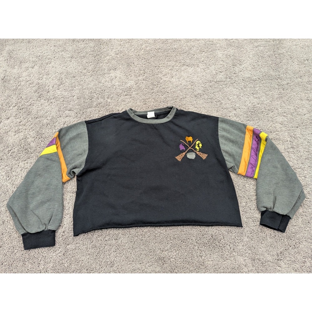 Disney Hocus Pocus Spirit Sweater Womens Extra Large Pullover Fleece Crop‎ Black